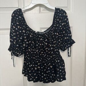 Wild Love Black Floral Print Blouse